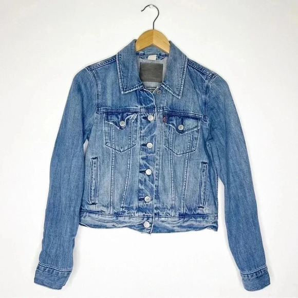 Levi's Blue Denim Button Trucker Jean Jacket Size Small - Picture 2 of 12